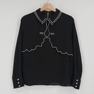 Contrast Mirrored Face Blouse